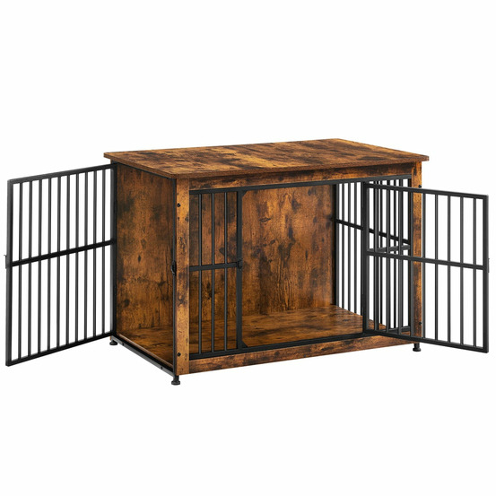 Meuble cage pour chien table d’appoint niche moderne pour chiens jusqu’à 32 kg cage solide pour chien avec fond plein maison