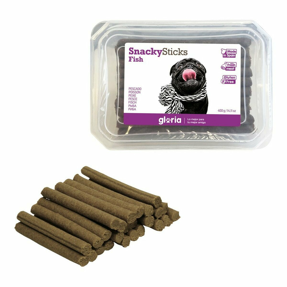 Snack pour chiens gloria snackys sticks poisson bars (350 g)