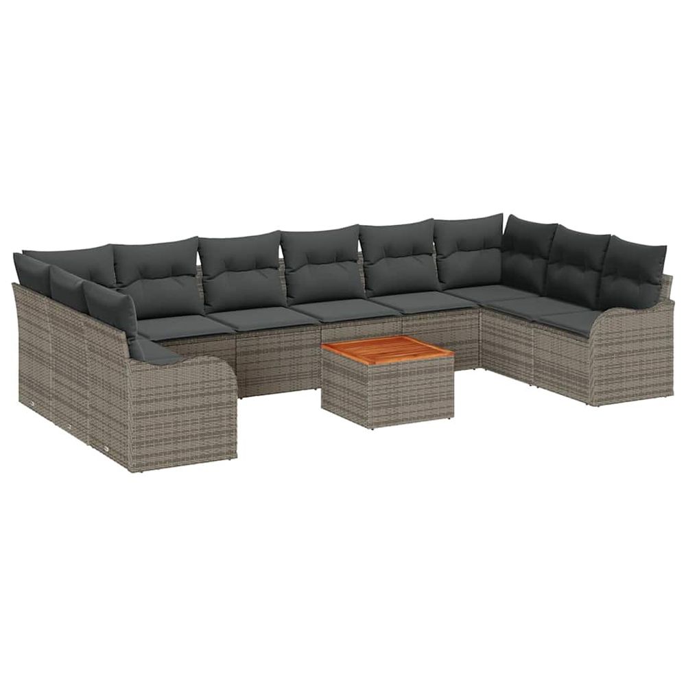 Ensemble de canapé de jardin 10 pc gris polyrotin