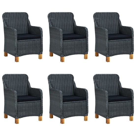 Ensemble à manger d'extérieur 7pcs et coussins résine tressée