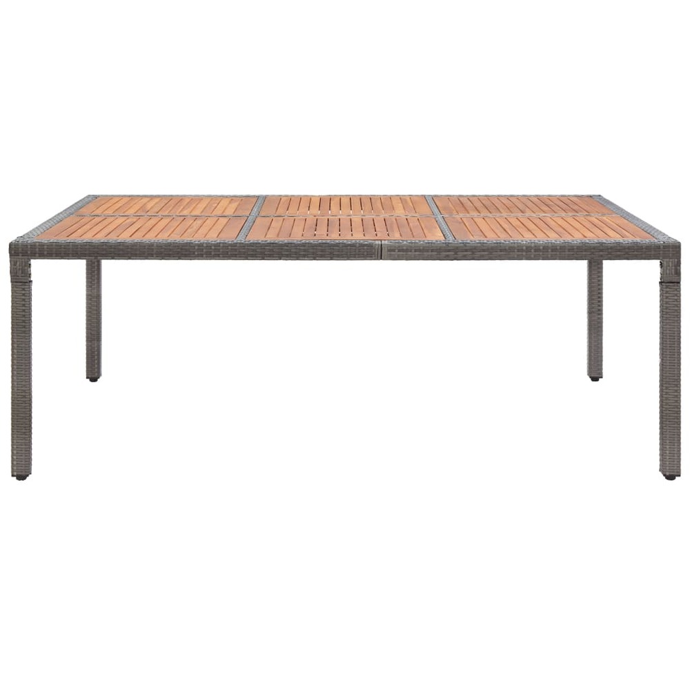 Table de jardin gris 200x150x74 cm résine tressée et acacia