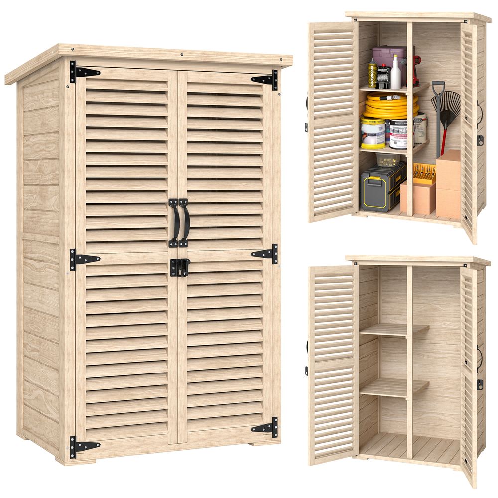 Armoire de jardin bois sapin extérieur rangement outils toit bitumé 75x50x118cm nature - comfortxl outdoor living