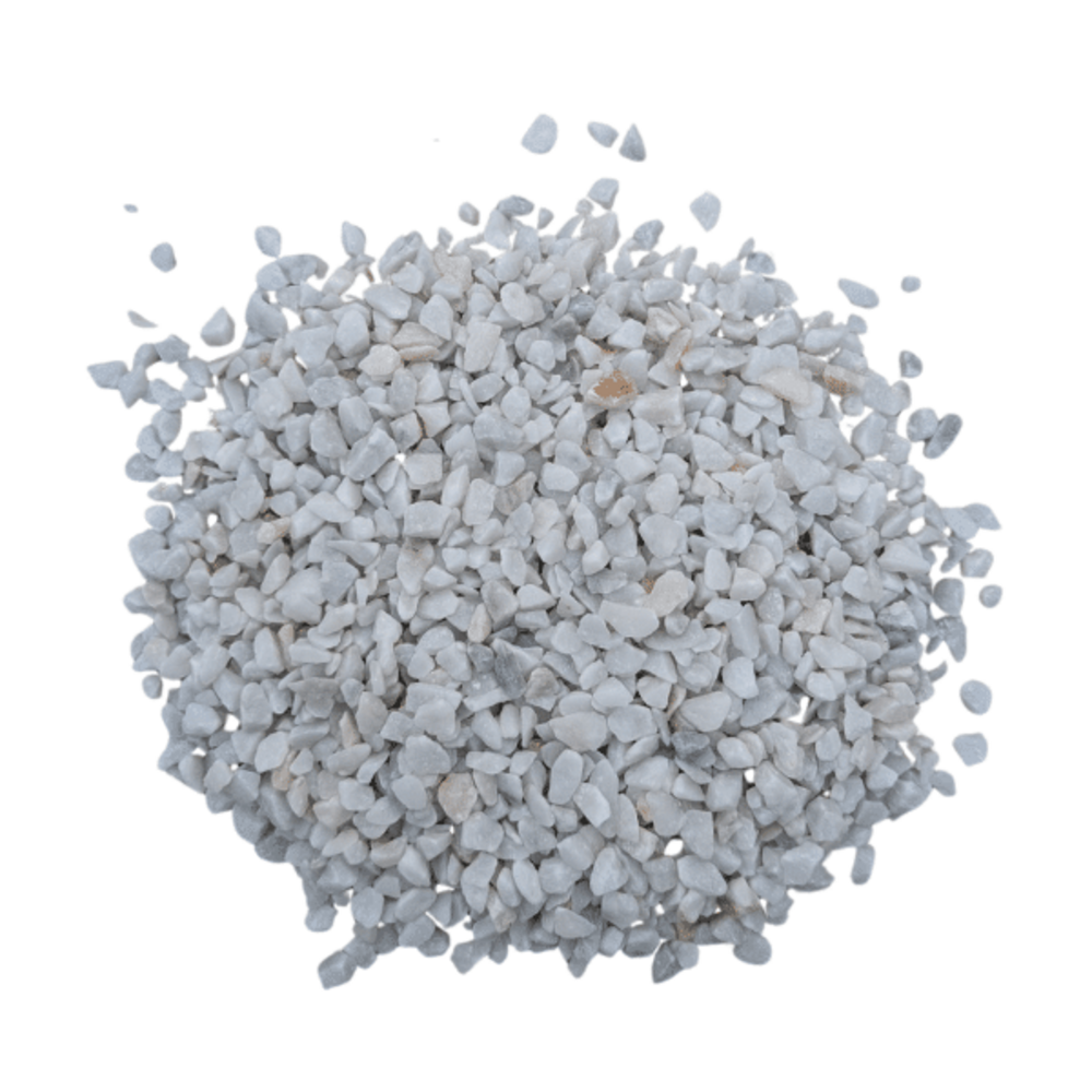 Gravier marbre blanc cristal 8/12 mm – big bag +/- 1,5t – 20 m²