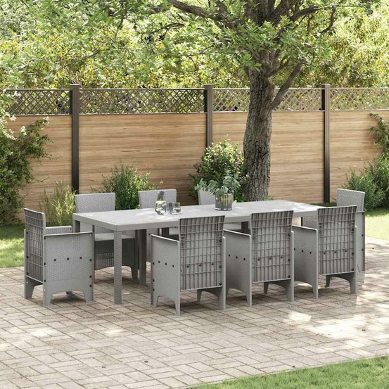 Table de jardin gris clair 250 x 100 x 73 cm polyrotin
