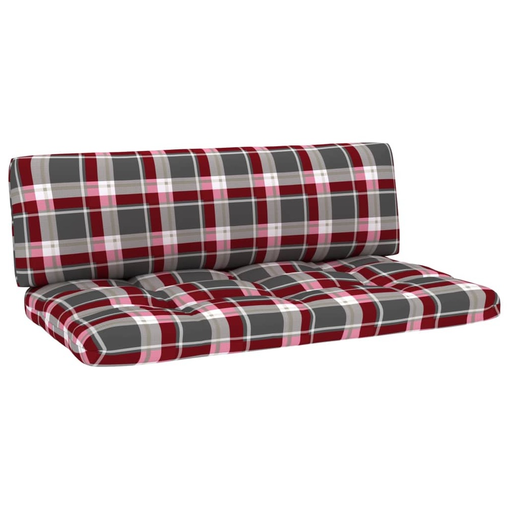 Coussins de palette lot de 2 motif à carreaux rouge tissu