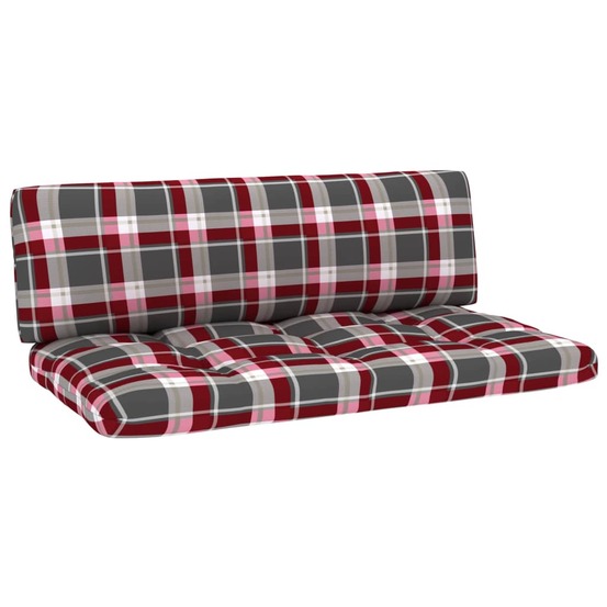 Coussins de palette lot de 2 motif à carreaux rouge tissu