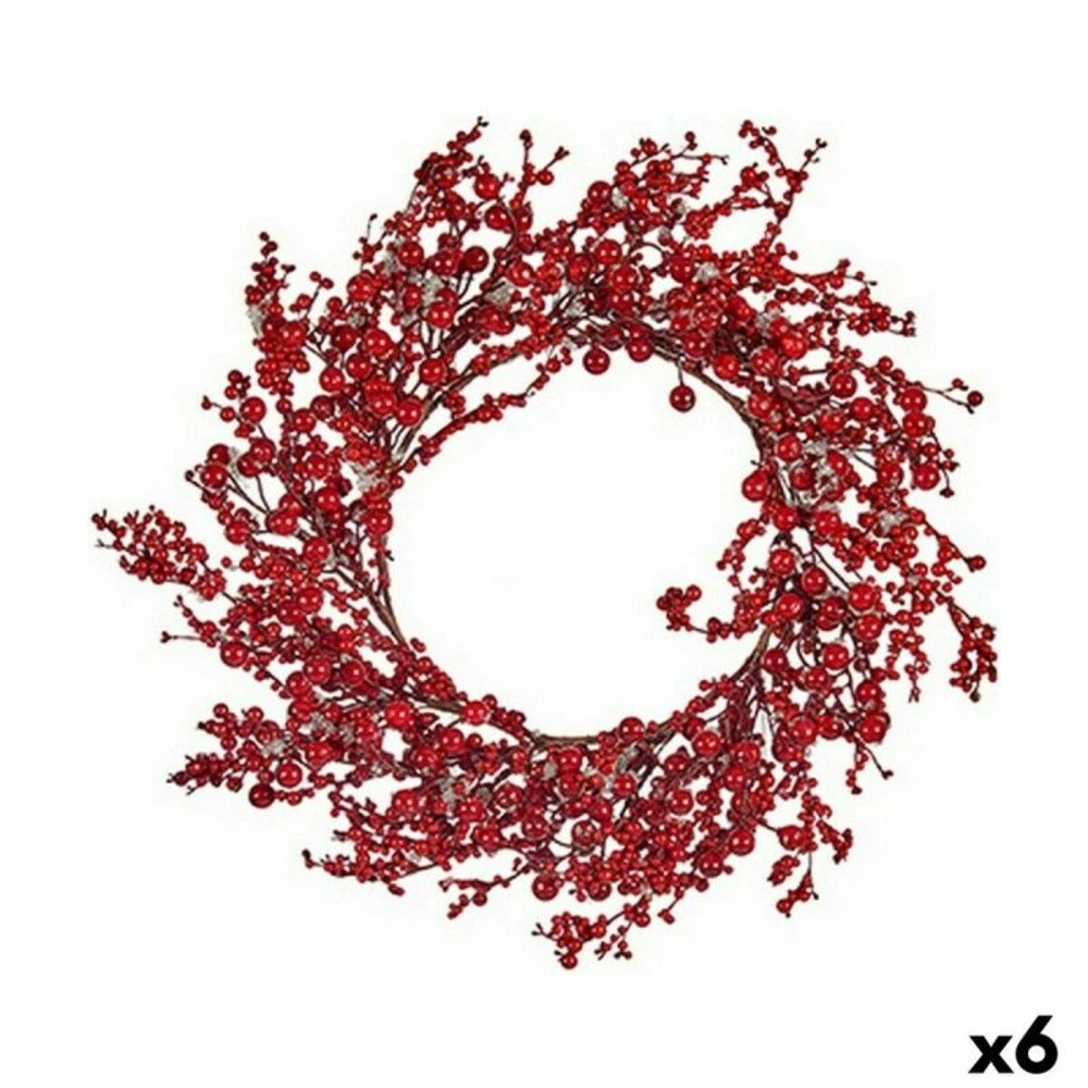 Couronne de noël rouge plastique 48x10x48cm - lot de 6