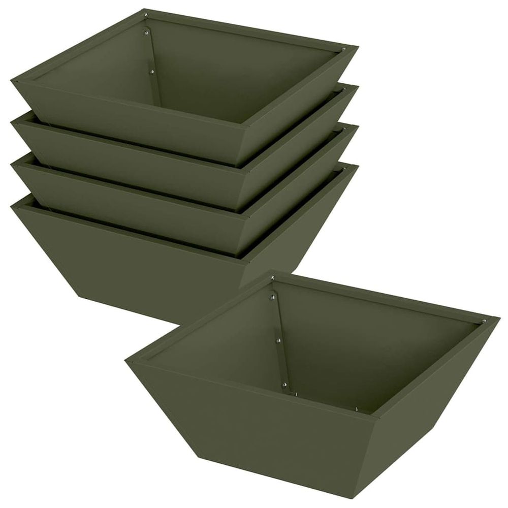 Cache-pot de jardin 5 pc vert olive 40 x 40 x 15 cm