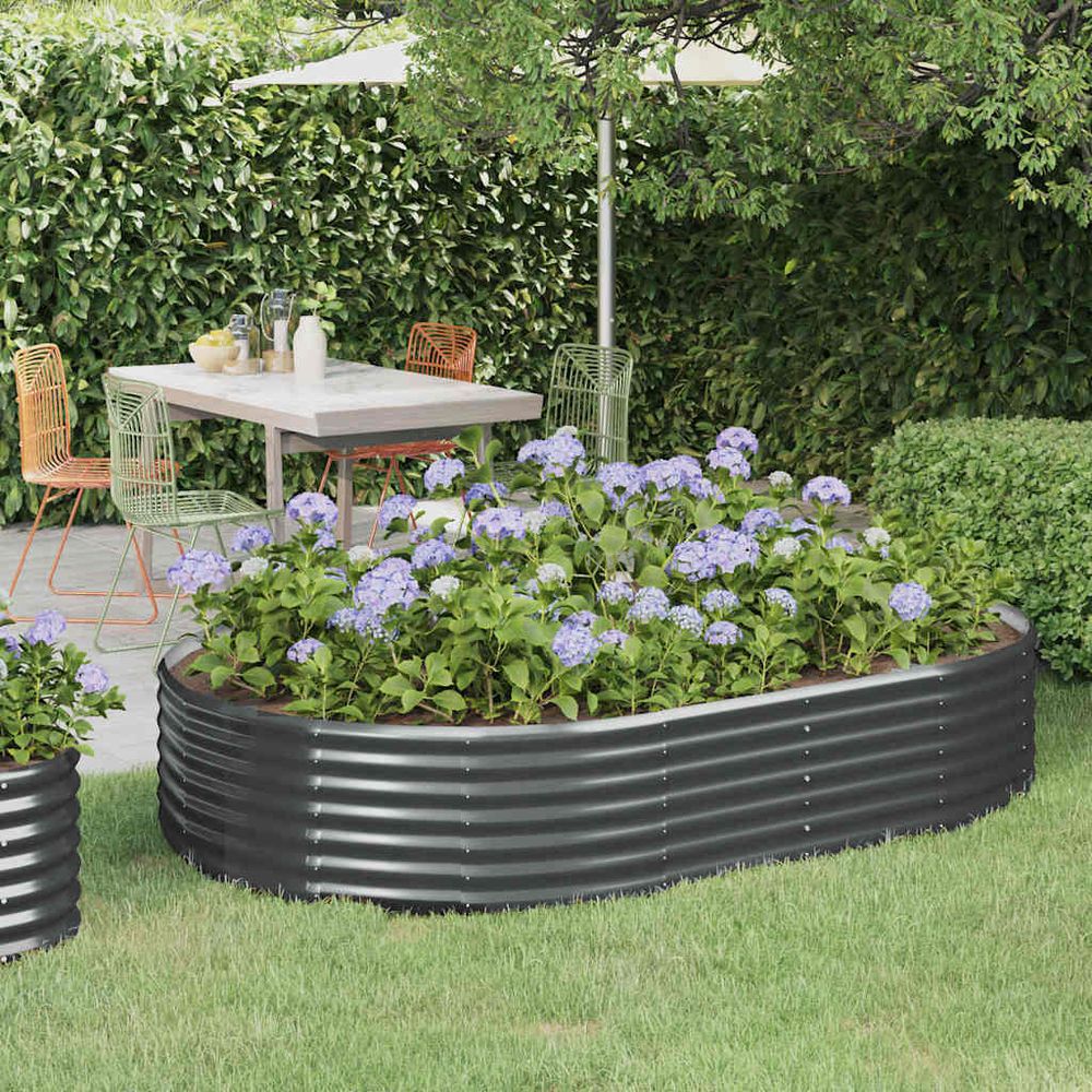 Carré potager surélevé acier galvanisé jardin anthracite 214x140x36 cm