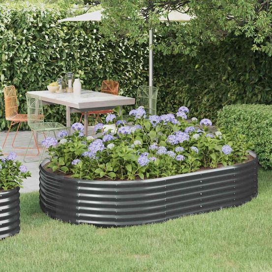 Carré potager surélevé acier galvanisé jardin anthracite 214x140x36 cm