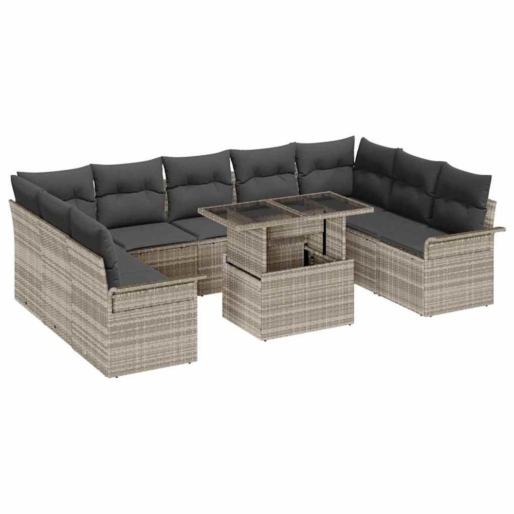 Ensemble de canapé de jardin 10 pc gris clair poly rattan
