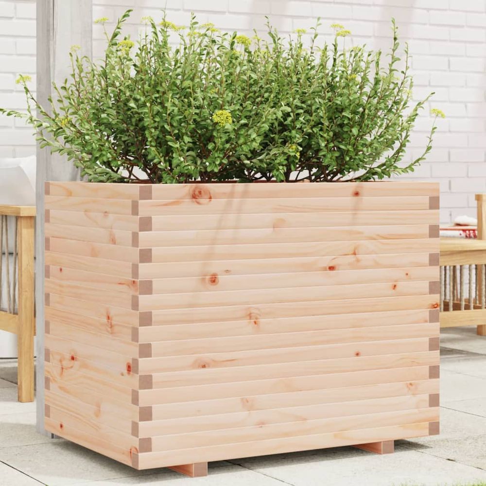 Grand carré potager sur pieds bois pin massif naturel 90x60x72,5 cm