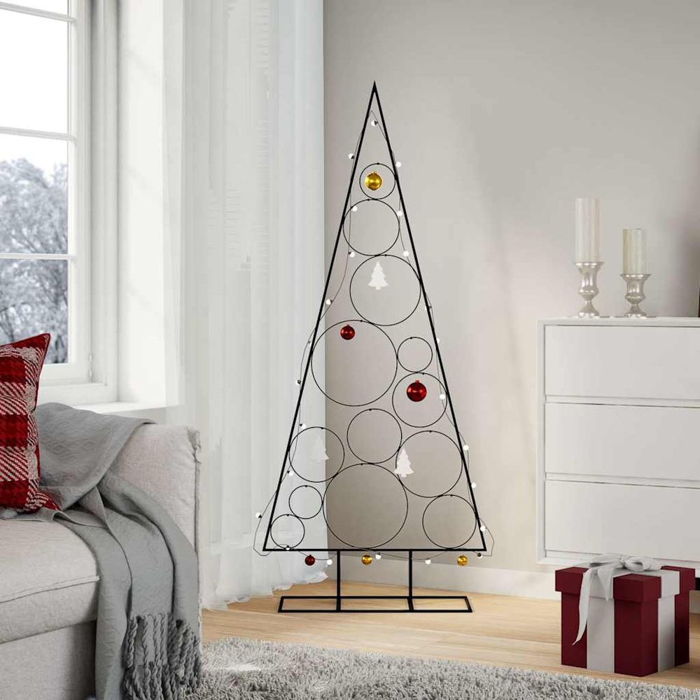 Sapin de noël conique en métal à décorer pour intérieur noir 150 cm