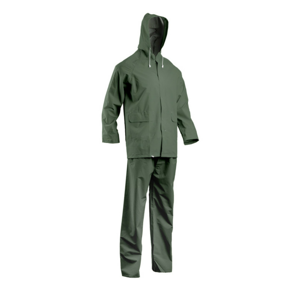 Ensemble de pluie veste et pantalon double enduction pvc vert tl 50201