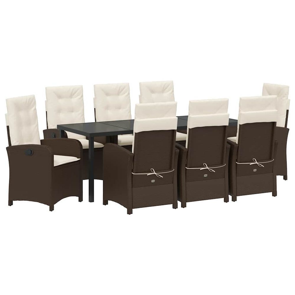 Ensemble de salle à manger pour jardin 9 pc marron polyrotin