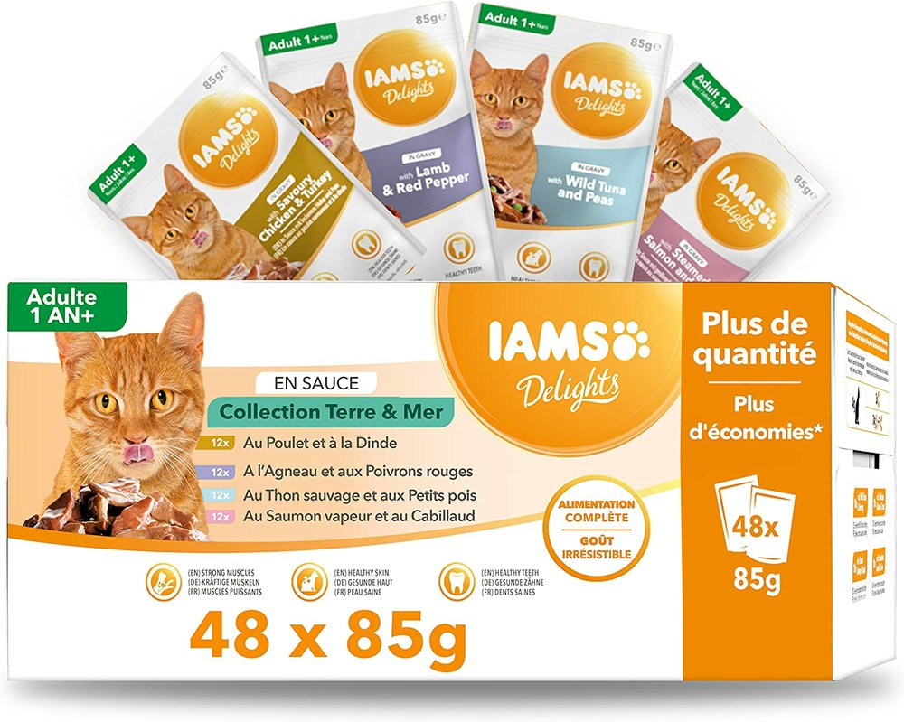 Sachets delights chat adult terre & mer 48 x 85 g