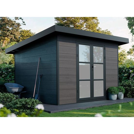 Abri de jardin composite alma - 9m2 gris - cabane de jardin
