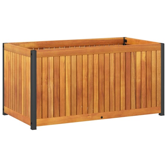 Jardinière bac lit surélevé plantes fleurs terrasse jardin 85 x 45 x 44 cm bois massif d'acacia et acier marron