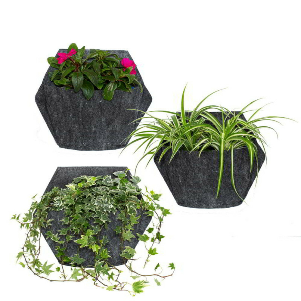 Pack de 3 pots muraux citysens blancs avec couverture textile et arrossage automatique