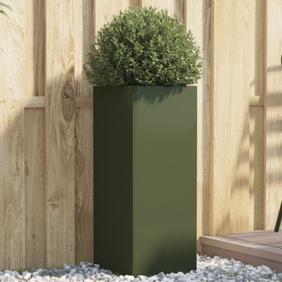 Jardinière vert olive 32x29x75 cm acier