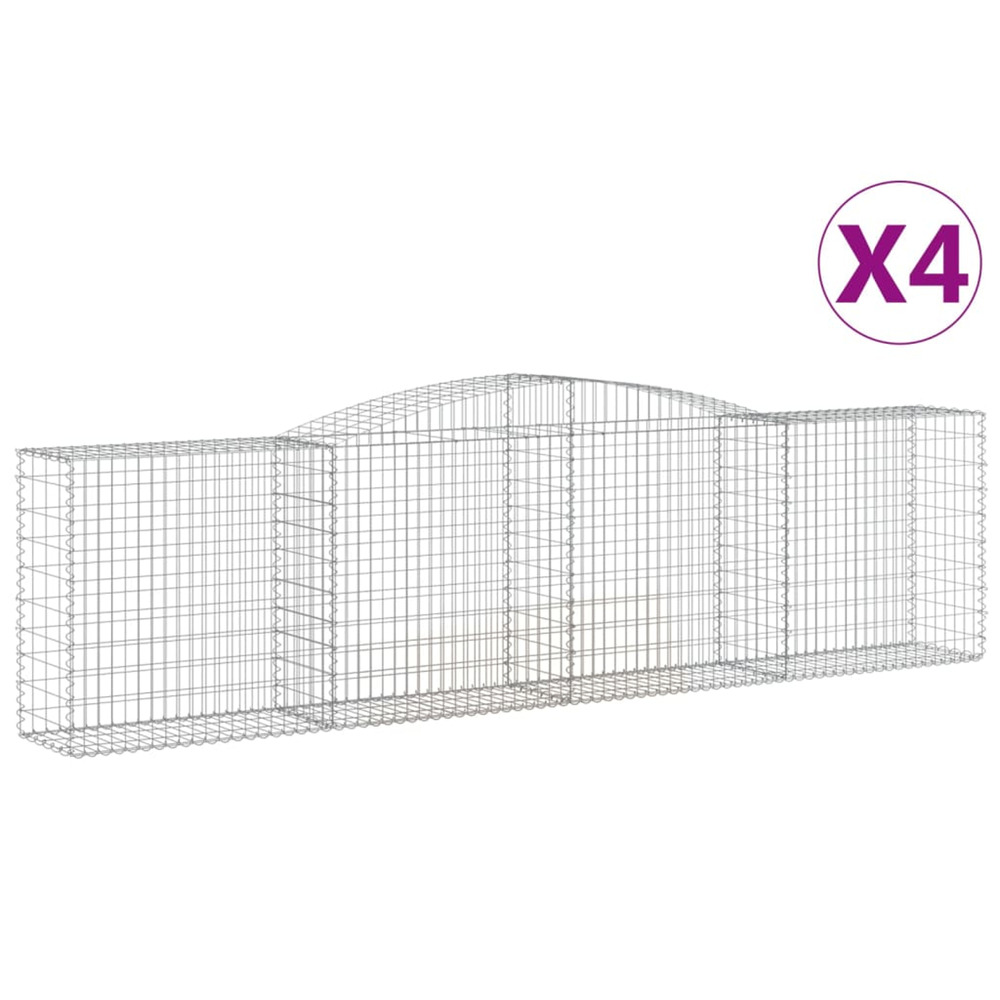 Paniers à gabions arqués 4 pcs 400x50x100/120 cm fer galvanisé