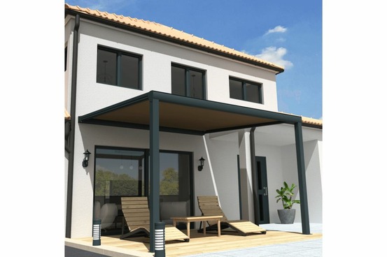 Pergola toile sunlight gris anthracite - taupe 4,00x3,50m + led