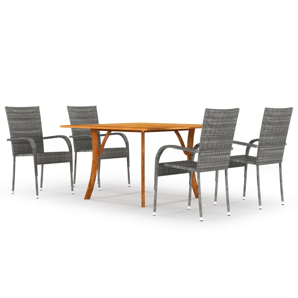 Ensemble de salle à manger de jardin 5 pcs gris