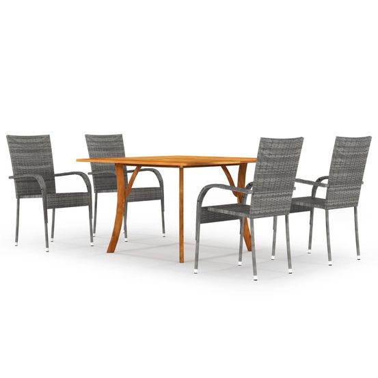 Ensemble de salle à manger de jardin 5 pcs gris