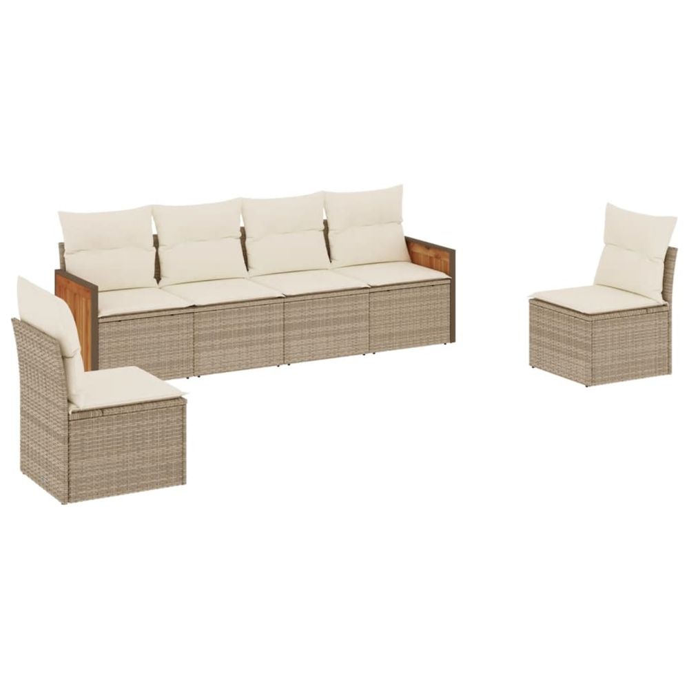 Salon de jardin avec coussins 6 pcs beige résine tressée