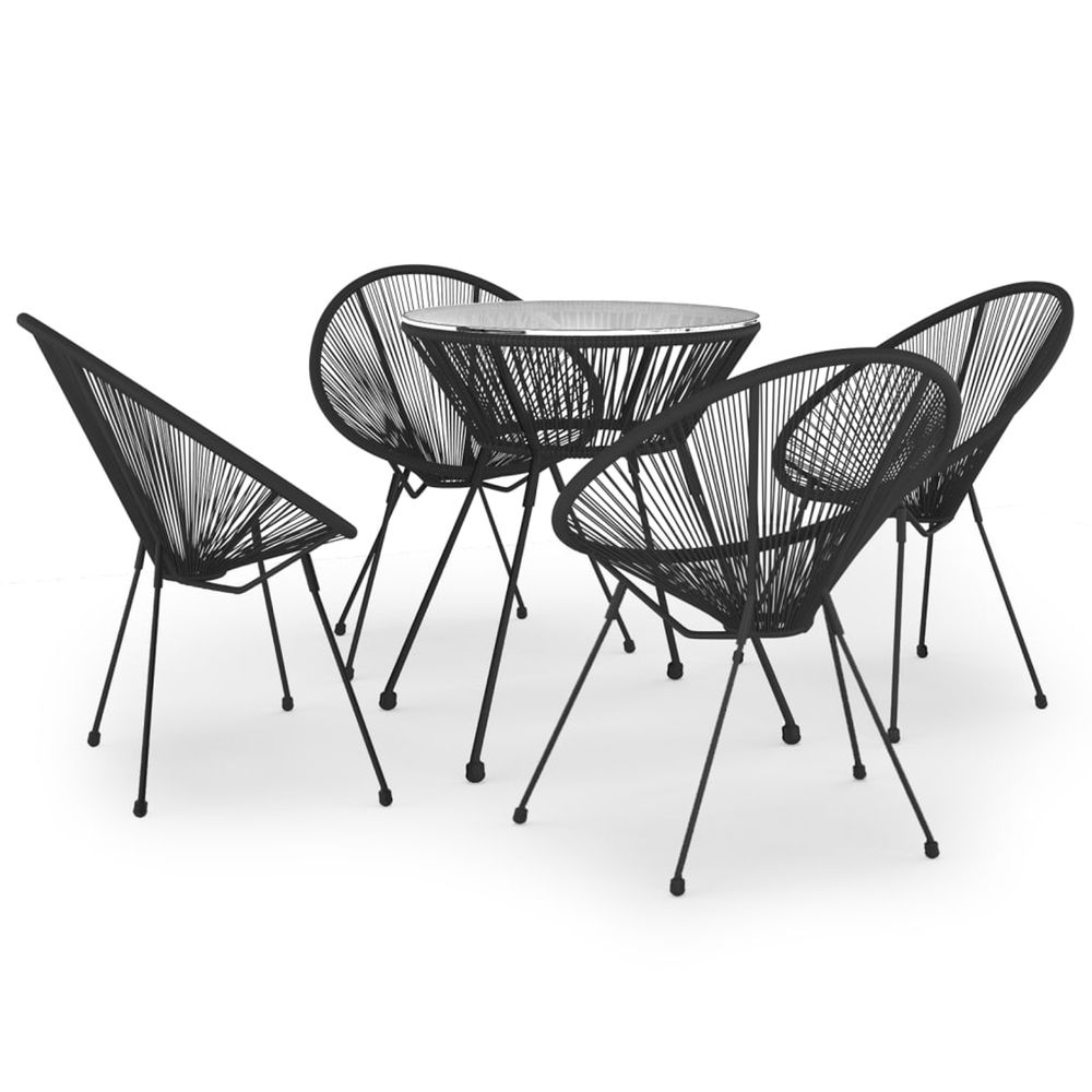 Ensemble à manger de jardin 5 pcs noir