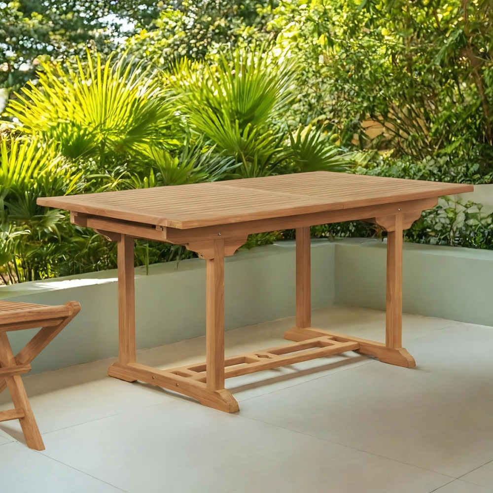 Table de jardin en teck massif avec rallonge 160/210 nina