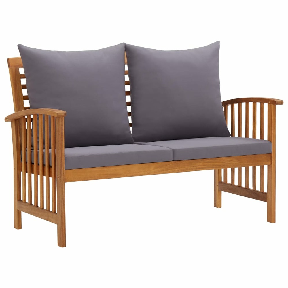 Banc de jardin meuble de patio d'extérieur terrasse avec coussins 119 x 67 x 83 cm bois solide d'acacia