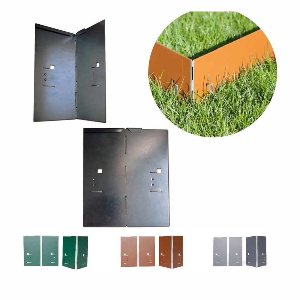 Coin alu/zinc pour bordure de gazon métallique, 13,5 cm, couleur: marron
