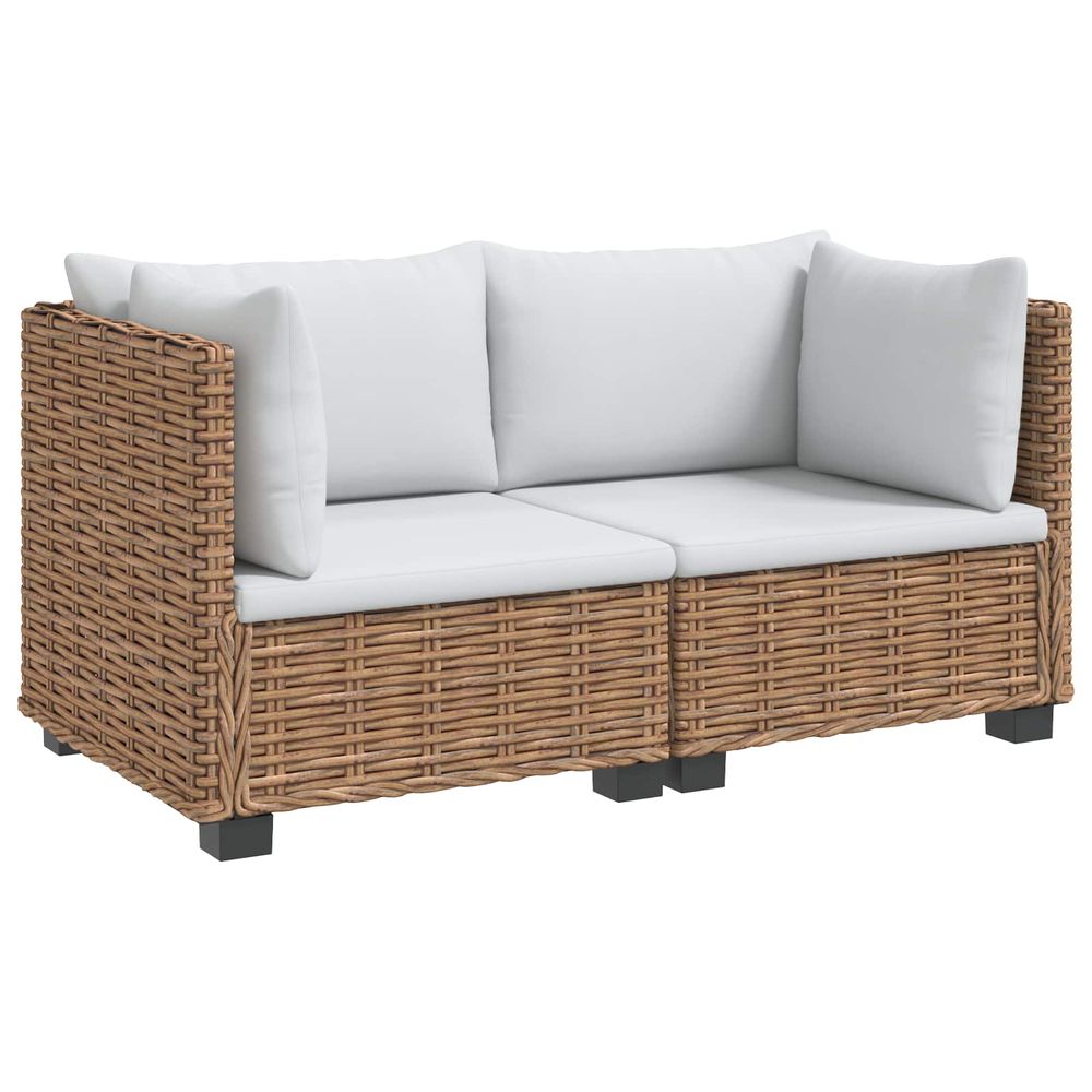 2 pc ensemble de salon en rotin avec coussins gendt naturel