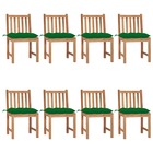 Chaises de jardin 8 pcs avec coussins bois de teck massif