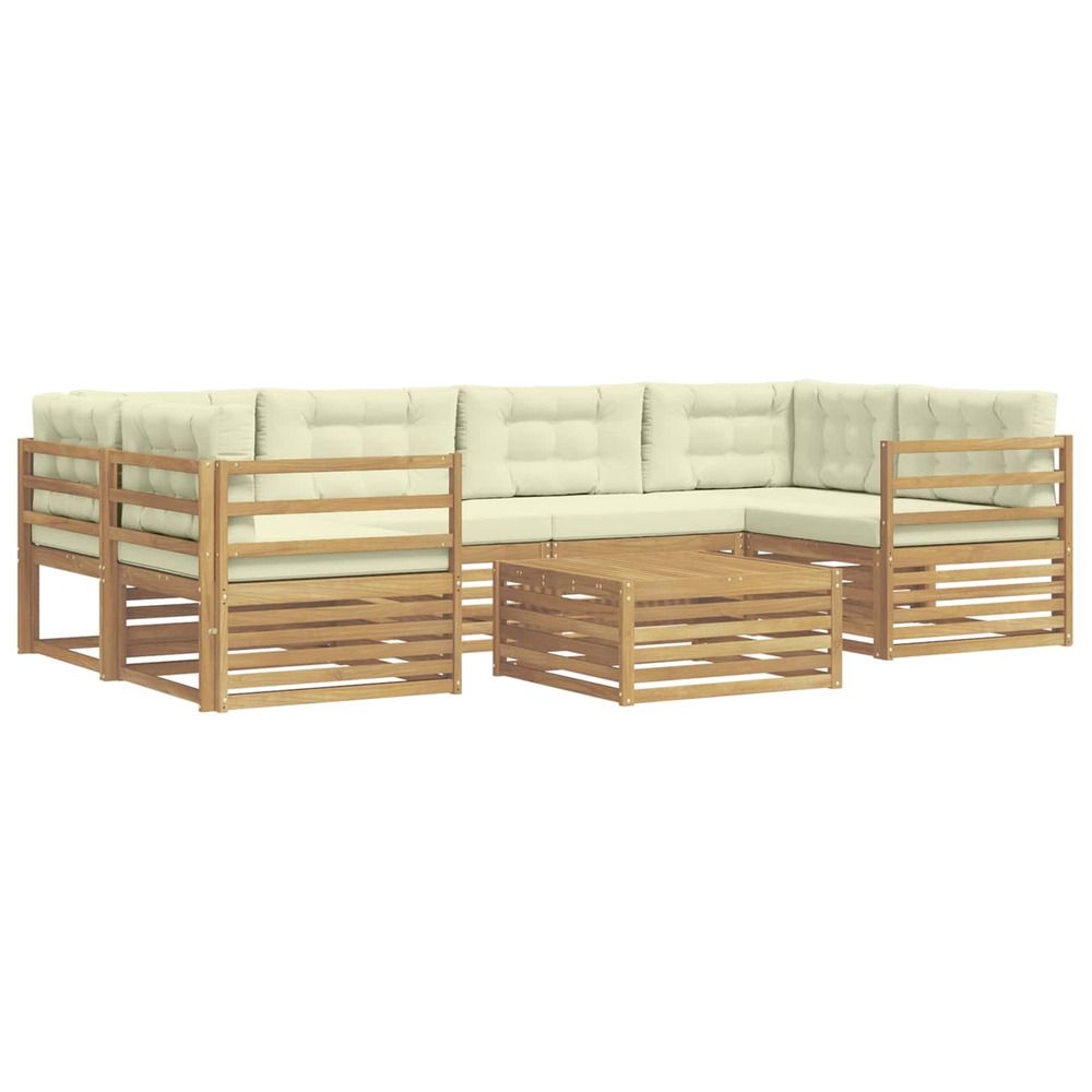 Ensemble de canapés d'extérieur 7 pc blanc et crème polyester