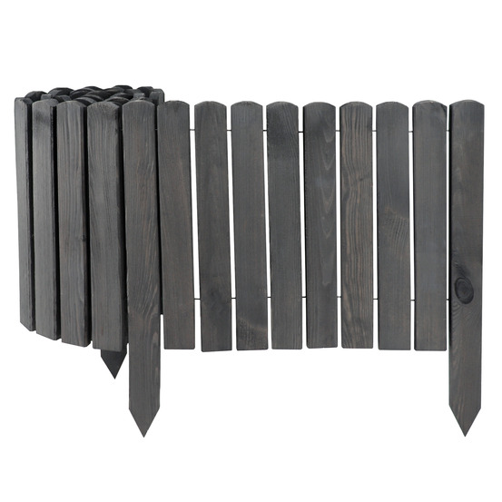 3x clôture enroulable en bois gris 20 x 200 cm – bordure flexible pour parterres, pelouses et allées