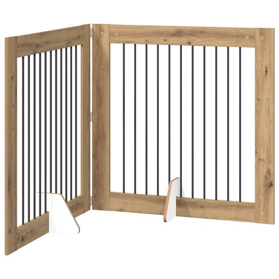 Porte de chien pliable avec supports 2 pc chêne artisanal