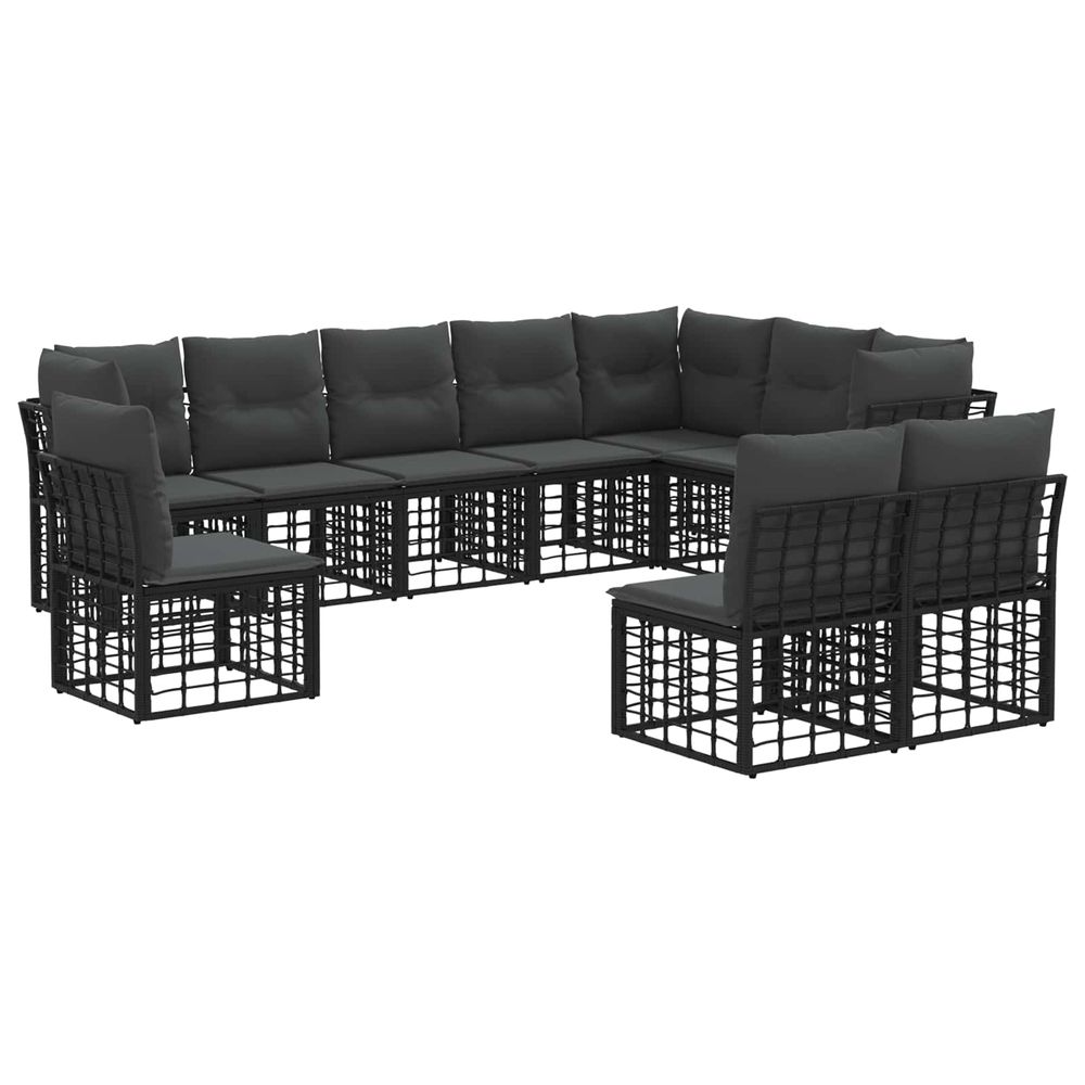 Ensemble de canapés d'extérieur noir polyester