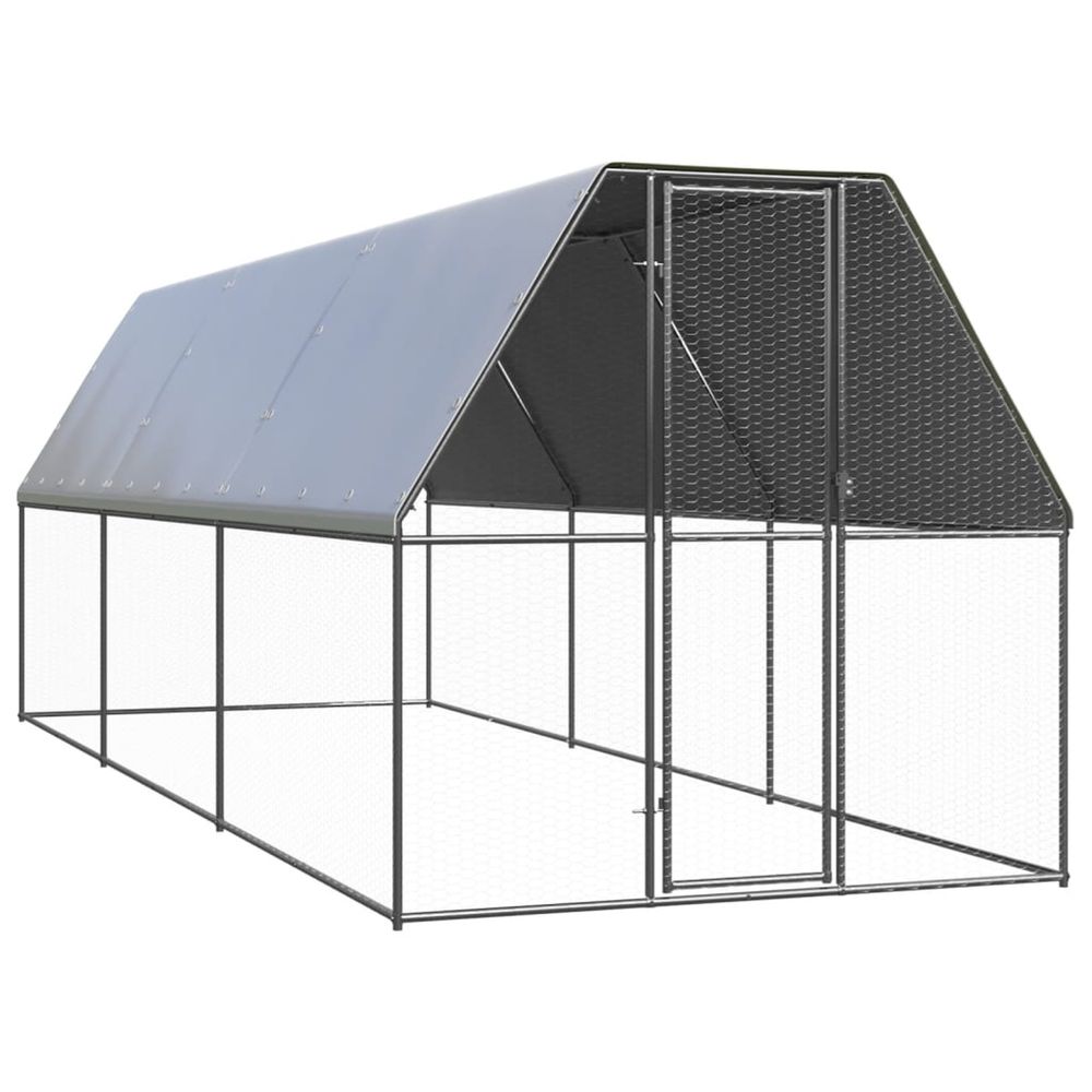 Poulailler d'extérieur 2x6x2 m acier galvanisé