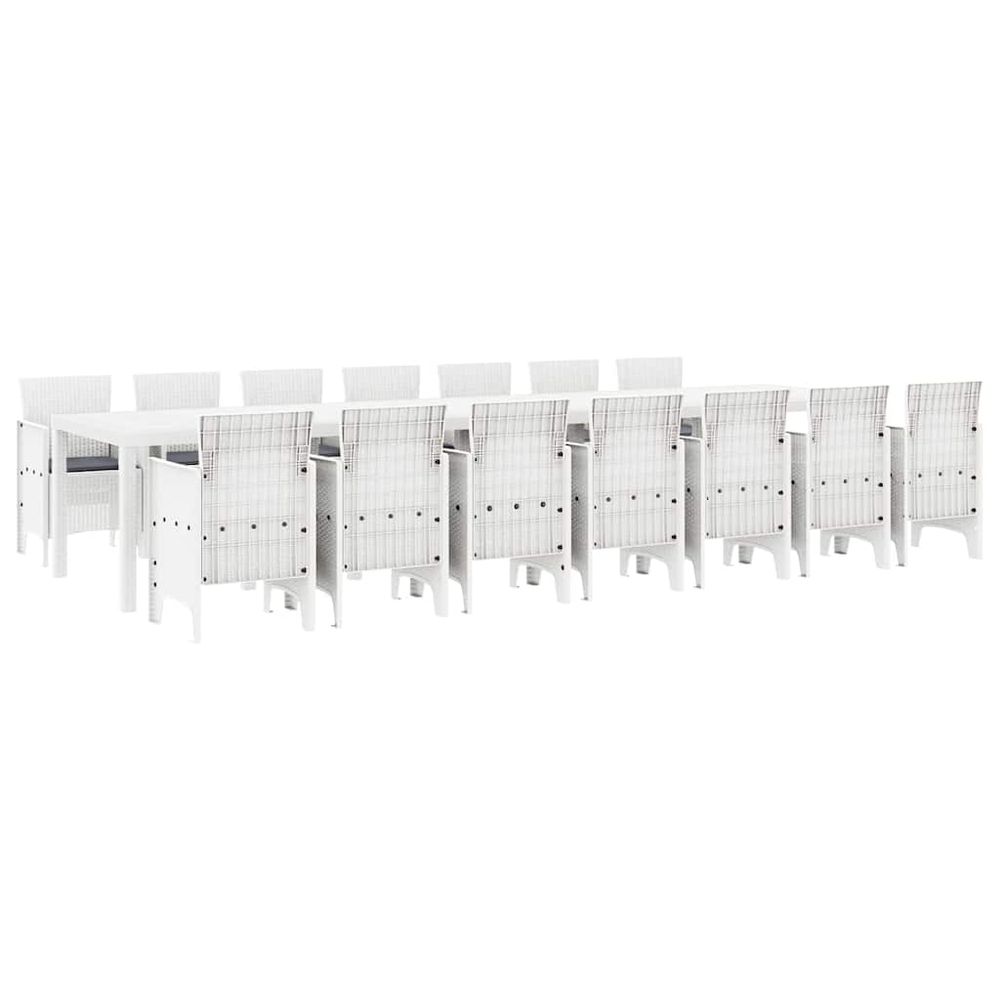 Ensemble de salle à manger de jardin avec coussins 15 pc blanc
