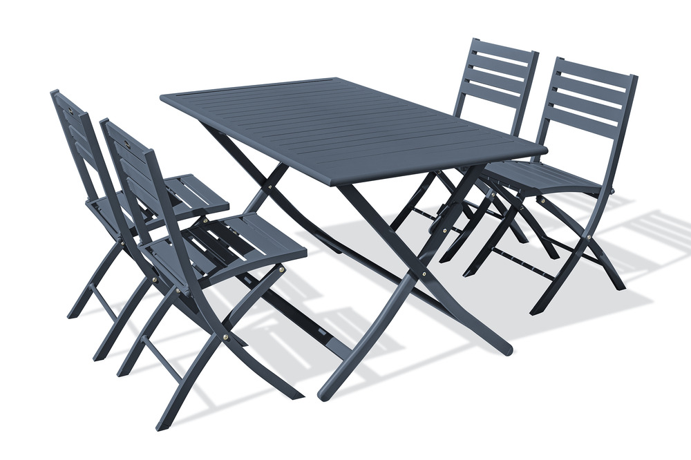 Ensemble repas marius 140 cm 4 places en aluminium anthracite