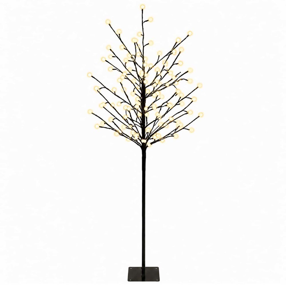 Sapin de noël à boules led noir 18 x 18 x 120 cm acier 150 led
