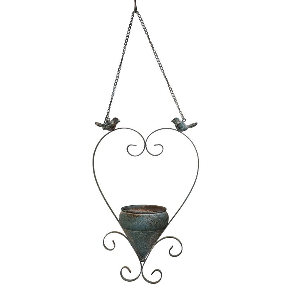 Mangeoire cœur oiseau à suspendre 26x13x78cm