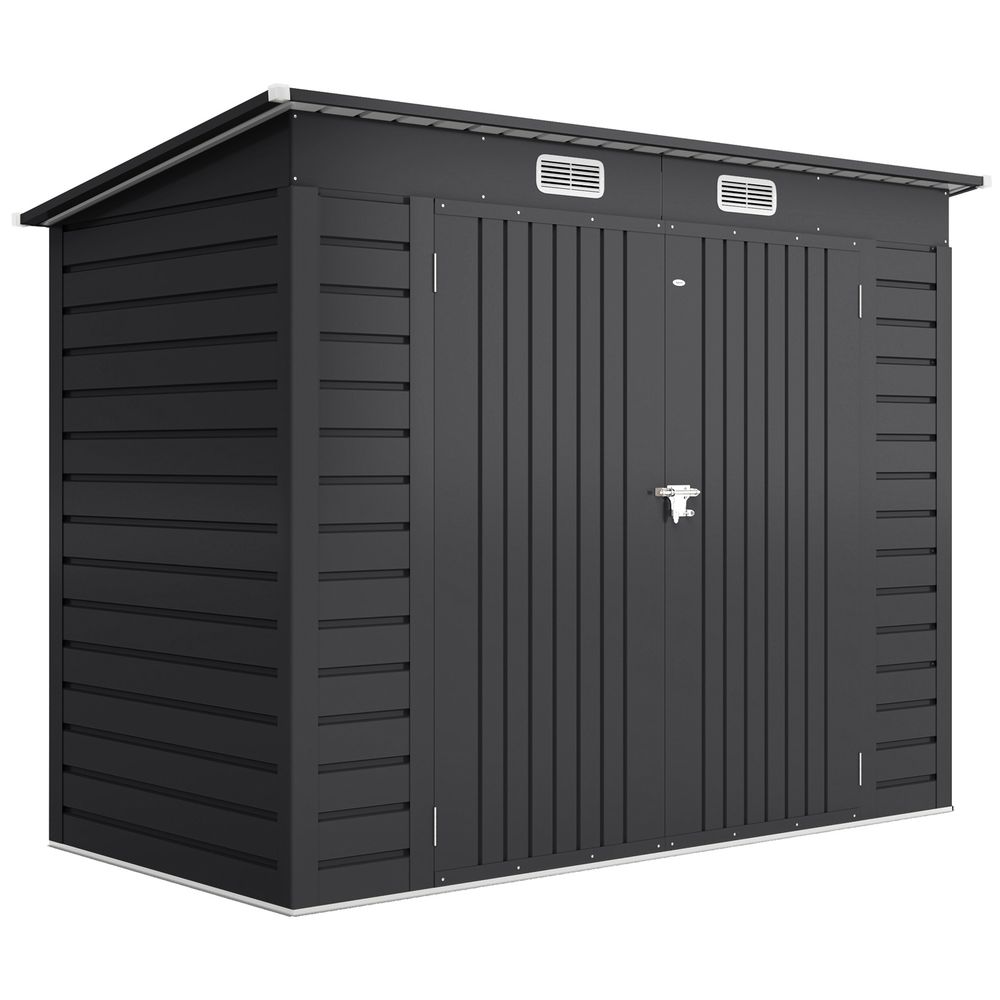 Abri de jardin 3 m² tôle d'acier 2 portes verrouillables 2 évents toit incliné anthracite