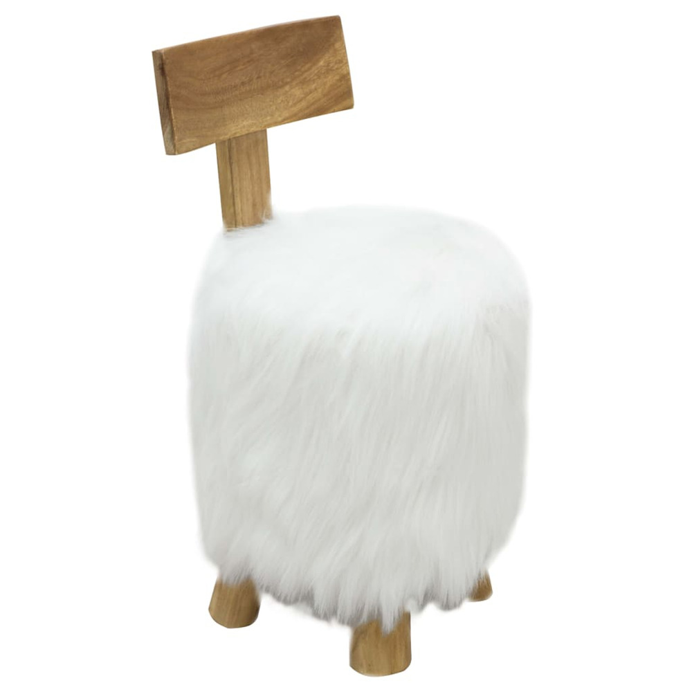 Tabouret blanc bois de teck massif