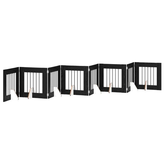 Porte de chien pliable avec supports 8 pc chêne noir 60 cm