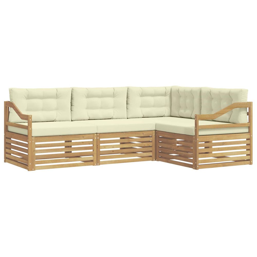 Ensemble de canapés d'extérieur 4 pc blanc et crème polyester