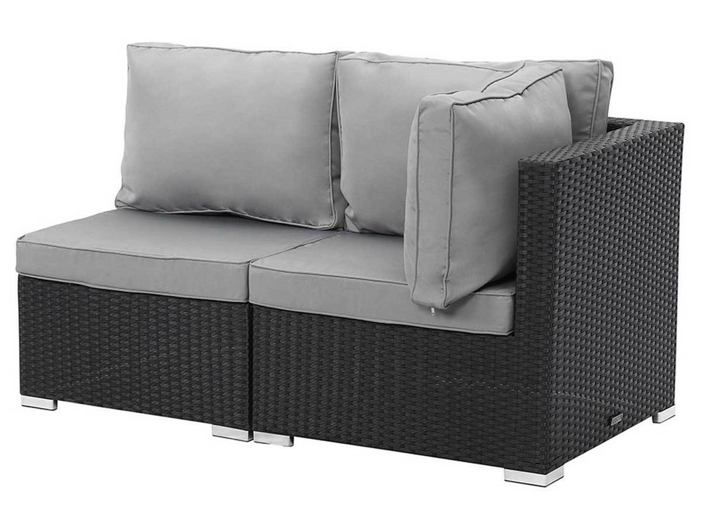 Salon jardin méridienne 2 pcs Ibiza - Atlanta - Noir