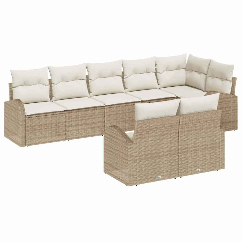 Ensemble de canapé de jardin 8 pcs beige et blanc polyrotin